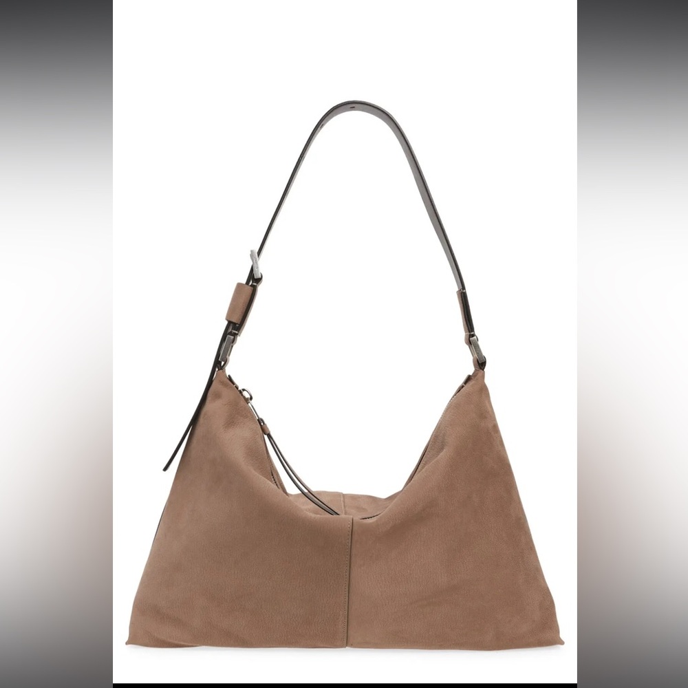 All Saints Edbury Suede Bag in Mole Brown. NWOT